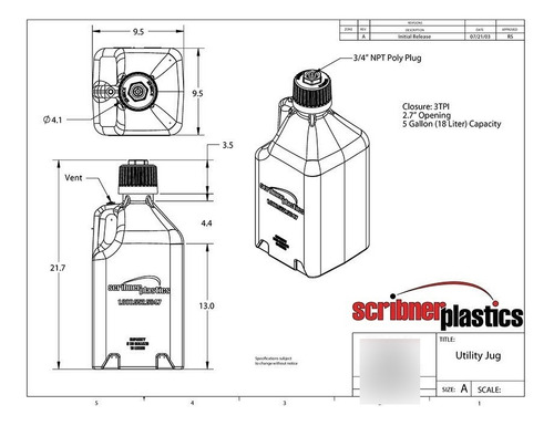 Imagen 2 de 3 de Bidon Combustible 18.9l 5g Colores Scribner - Team Motorace