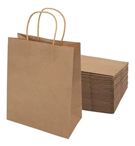 Bolsas De Papel Madera Con Manija16x25x8 Kp2 X100u.