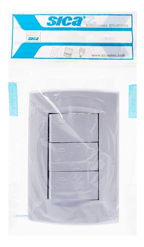 Imagen 4 de 6 de Llave De Luz Sica - 3 Interruptores - Blanca - Garantía Iram