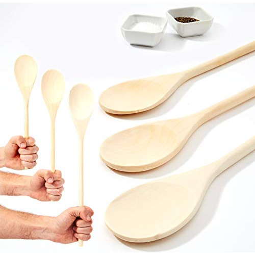 Pro Grade, Super Comfy Wooden Spoon, 3 Pc Set. Heavy Du...