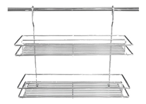 Imagen 4 de 4 de Estante Doble Para Barral Cromado 27x19x38cm Soldart