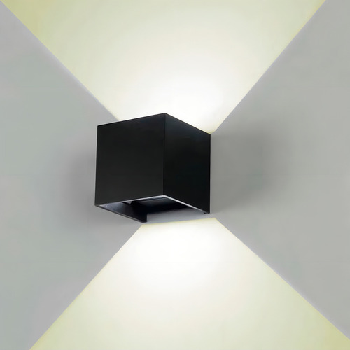 7 Pz Arbotante Led Para Pared 10w Tipo Cubo Arb10p Color Carcasa Negra Luz Calida