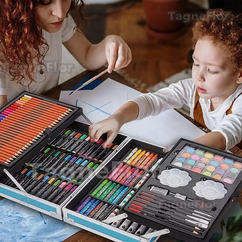 Colores Lápices Kit Dibujo 145pcs, Set De Arte Profesional