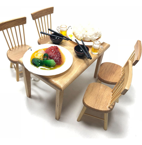 Silla De Comedor De Madera Modelo De Mueble En Miniatura Par