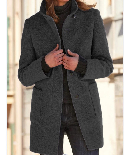 Abrigo De Lana De Otoño E Invierno Con Cuello Alto Retro
