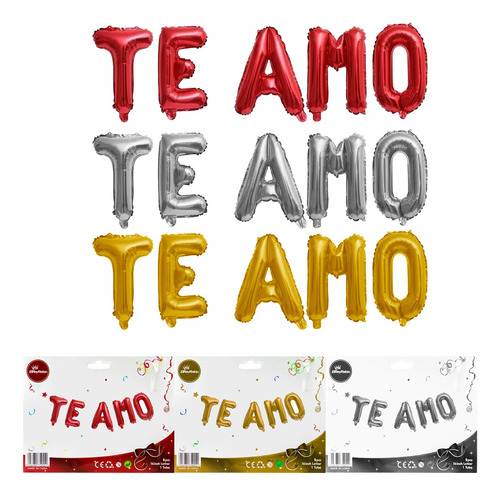 8 Kits De Globos Te Amo Letras Amor 40cm San Valentin L04