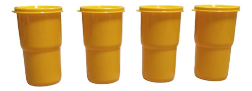 Tupperware 4 Vasos Caribe 350 Ml Apilables Con Tapa