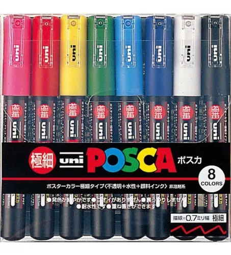 Set 8 Marcadores Pintura Posca Mop'r Pcm 22 Punta 3 A 19 M