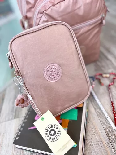 Cartuchera kipling oro rosa metalizada 100 lápices original KIPLING