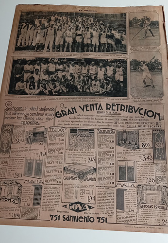 Suplemento La Prensa Año 1928 Remo Atletismo Equitación (Usado)