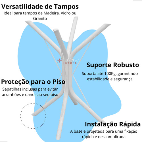 Pé Base Metal Redonda Quadrada 4 Apoio Vidro Granito Mármore