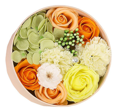 Flor De Jabón Jabón Caja De Flores De Rosas Adorno Naranja