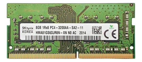 Memoria RAM color verde 8GB 1 SK hynix HMA81GS6DJR8N-XN