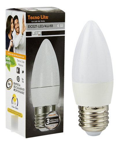 Foco Ahorrador Led Luz De Dia Tecnolite Diseño Tipo Vela