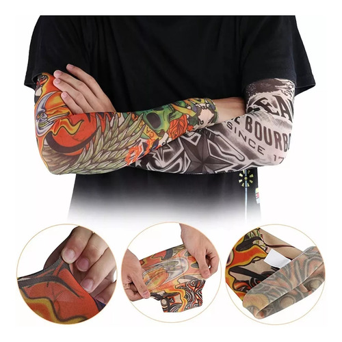 10 Mangas Tatuaje Temporal Unisex Cubre Sol Unitalla Tattoo