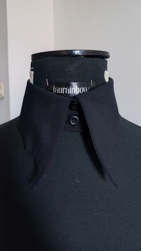 Cuello De Camisa Desmontable - Cuello Estilo Gotico Negro Liso Unico