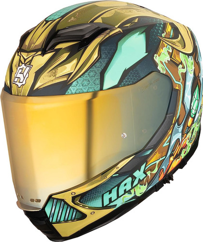 Casco Cerrado Para Moto Hax Force Darkeness Falls Verde