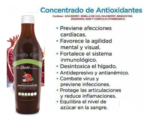 Jugo Concentrado Guanabana Granada Y Arandano Antiox Shelo N
