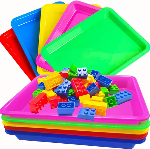 Pack De 21 Bandejas De Plástico Para Manualidades - 7 Colores, 27.5x21x3 Cm, Ideales Para Organizar En Cocina, Baño O Taller