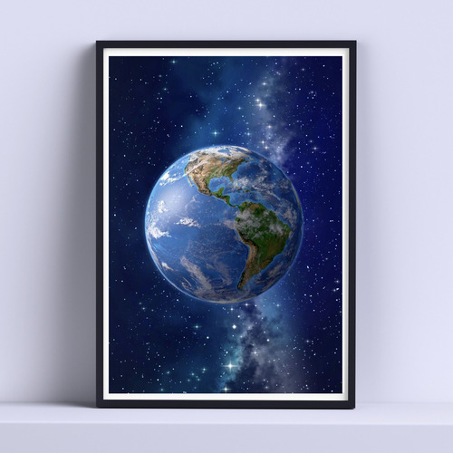 Cuadro La Tierra En El Espacio Decorativo 30x40cm Con Vidrio