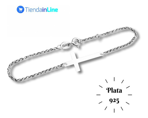 Imagen 2 de 4 de Pulseras Plata Hombre Mujer 925 Cruz Selladas Con Garantia