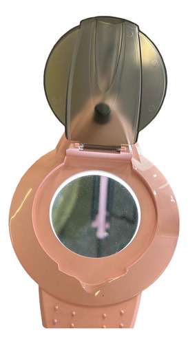 Lámpara Con Lupa Rosa De Pedestal Ajustable Regulador Deluz