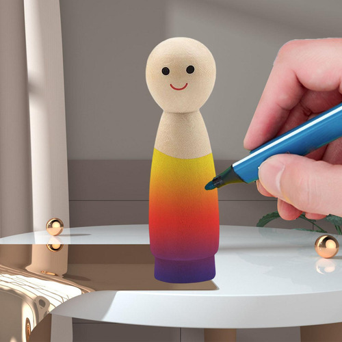 6 Figuras De Madera Sin Pintar Para Pintar Muñeco De Madera