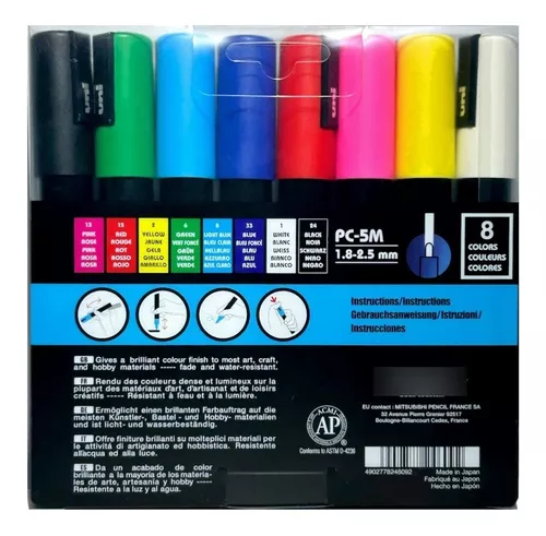 Marcadores Uni Posca Pc-5m Set Estuche X 8 Colores