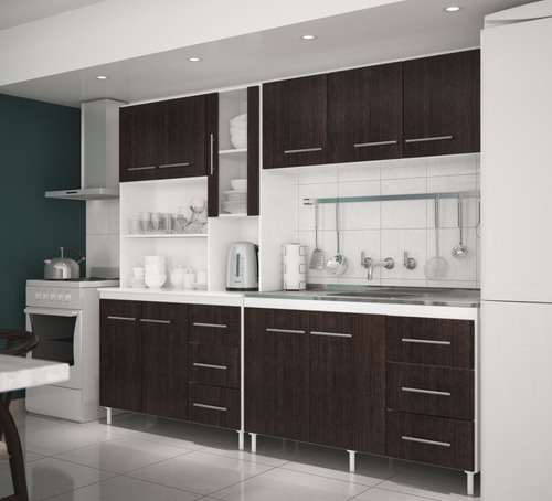 Imagen 3 de 5 de Kit Doble De Cocina Bajo + Alacena Doble Orlandi Melamina