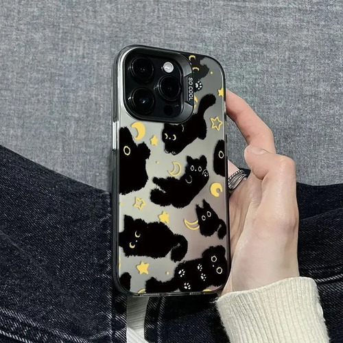 Funda De Teléfono Mhs Silver Moon Black Cat Para iPhone 16/pro
