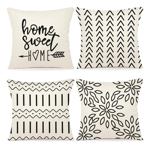 Fundas de cojín de 45x45cm Funda de Almohada de Sofá Moderno Geométricas Impresión de Doble Cara Color Blanco