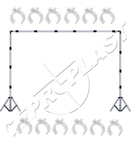 Imagem 5 de 7 de Suporte Fundo Infinito + Chroma Key 3x3+ Bolsa+ 15 Presilhas