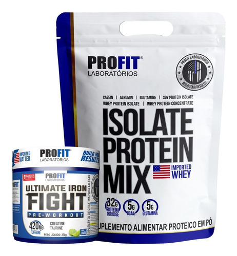 Whey Isolado Mix 1.8 Kg + Pré Treino Ultimate Fight 270g