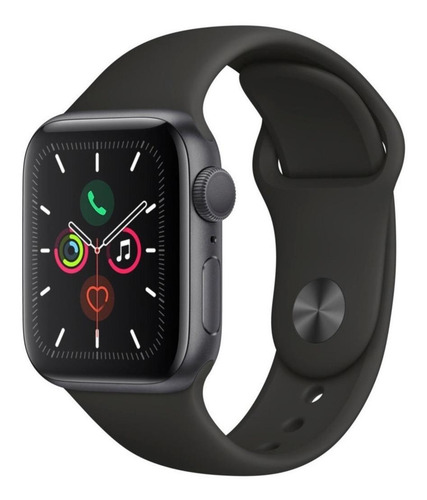 Apple Watch (GPS) Series 5 display de 1.575" con correa de fluoroelastómero color black y caja color space gray - Bueno (Reacondicionado)