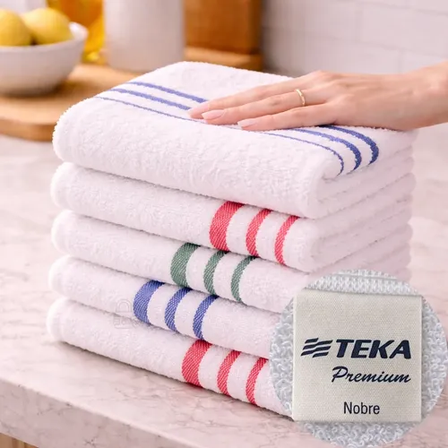 Kit 5 Pano De Prato Atoalhado Teka ​Minimalista Premium Nobre Sortida Listras