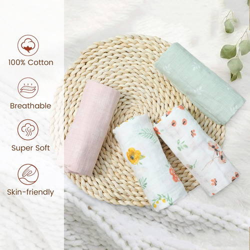 Paños De Muselina Para Bebé, 100% Algodón, Súper Absorbentes