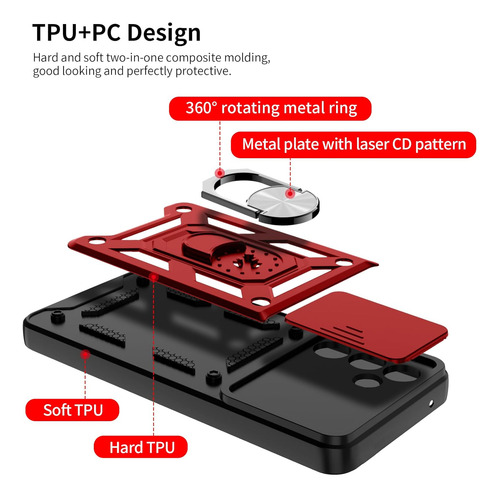 Funda Para Galaxy A55 5g Uso Rudo Cámara Carcasa+mica Rojo Samsung Galaxy A55 5g