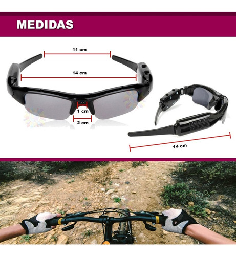 Anteojo Lentes Espia Camara Oculta Deportivo Microfono Camuflado Graba Video Seguridad Slot Para Micro Sd