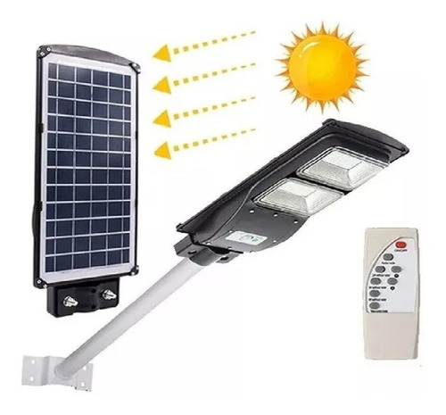 Foco Solar Led 60w Exterior C/ Sensor Y Control+ Brazo Metal