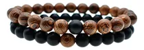 Comprar X2 Pulseras Unisex Piedras Naturales Onix Negro Madera