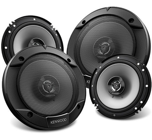 Paquete 4 Bocinas Kenwood Kfc-1666 2 Vías 300 Watts 30 Rms Color Negro/gris