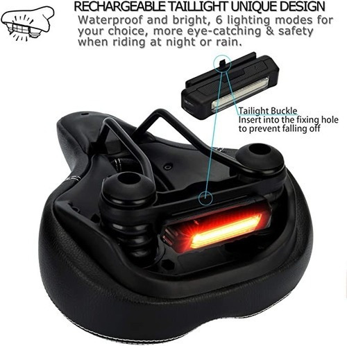 Imagen 3 de 8 de Aciento De Bicicleta Con Luz Recargable Integrada Bicicletas