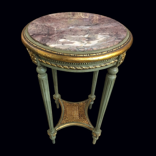 Excelente Y Antigua Mesa De Sala Luis Xvi Con Marmol 1910 (Usado)