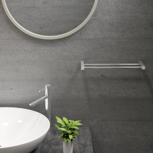 Porta Toalha Duplo Troia Barra 70cm Prata Grego Metal 1031TR