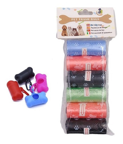 Pack 10 Rollos Bolsa Desecho Mascota + Practico Porta Bolsa