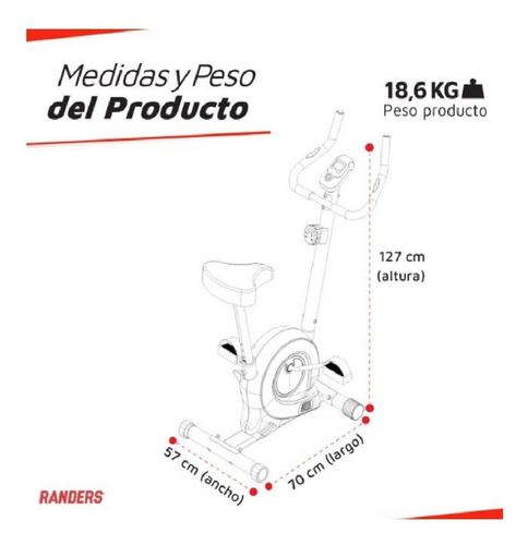 Imagen 8 de 10 de Bicicleta Magnética Vertical Randers Arg-131