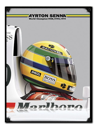 #1079 - Cuadro Decorativo Ayrton Senna F1 Carrera No Chapa 