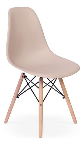 Cadeira Charles Eames Eiffel Dkr Wood - Base De Madeira Cor Nude Cor da estrutura da cadeira Marrom-claro Cor do assento Nude Desenho do tecido Nude