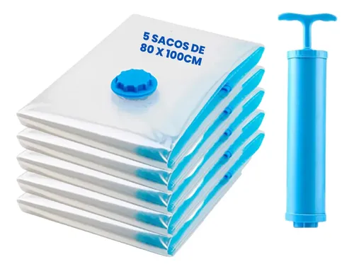 Saco A  Vácuo 80x100 5un Edredom + Bomba Organizador Mala