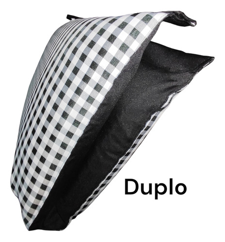 Porta Travesseiro Duplo Bag Viagem Preto Básico Útil Quadriculado